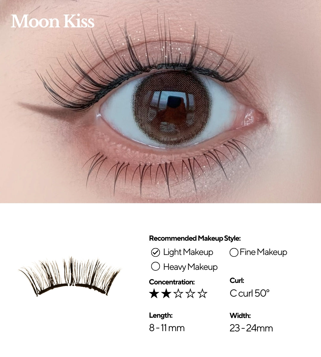 EviShine Magnetic Eyelashes (White Compact Case – Moon Kiss)