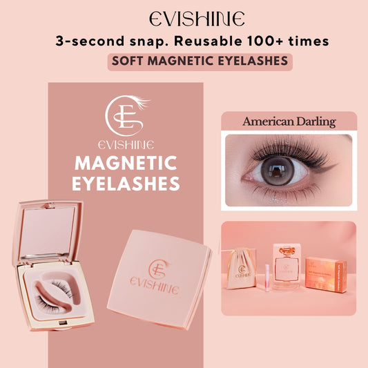 EviShine Magnetic Eyelash Set (Pink Box + Gel + Pouch) – American Darling Limited Edition