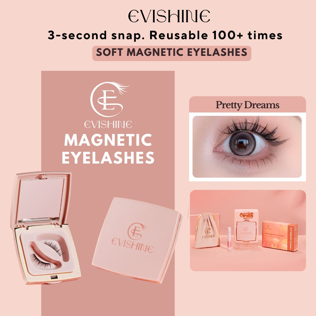 EviShine Magnetic Eyelash Set (Pink Box + Gel + Pouch) – Pretty Dreams Limited Edition