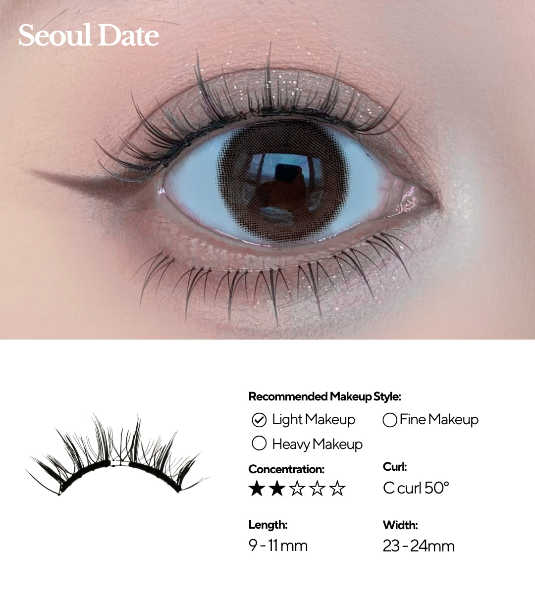EviShine Magnetic Eyelashes (White Compact Case – Seoul Date)